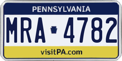 PA license plate MRA4782