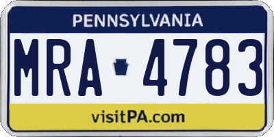 PA license plate MRA4783