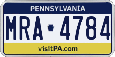 PA license plate MRA4784