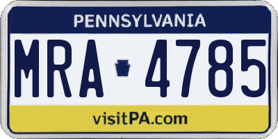 PA license plate MRA4785