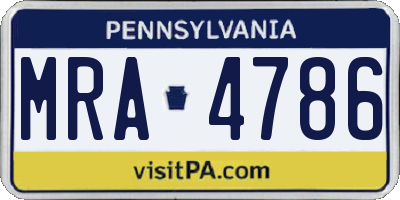 PA license plate MRA4786