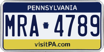 PA license plate MRA4789