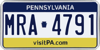 PA license plate MRA4791