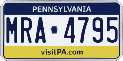 PA license plate MRA4795
