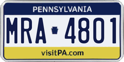 PA license plate MRA4801