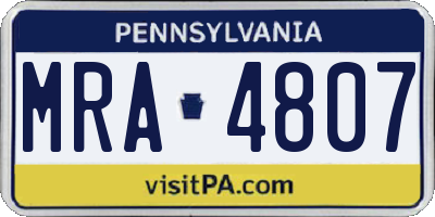 PA license plate MRA4807