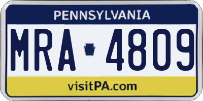 PA license plate MRA4809
