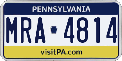 PA license plate MRA4814
