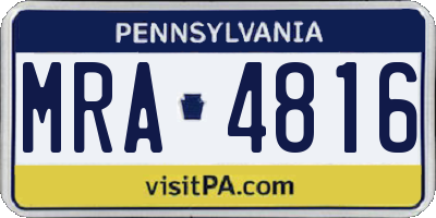 PA license plate MRA4816