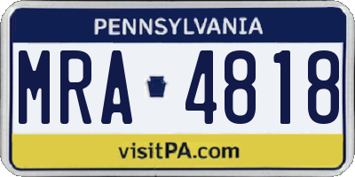 PA license plate MRA4818