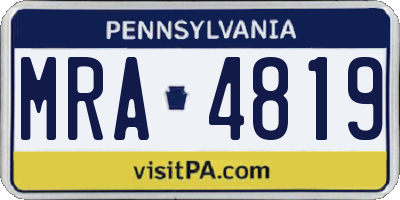 PA license plate MRA4819