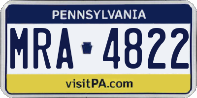 PA license plate MRA4822