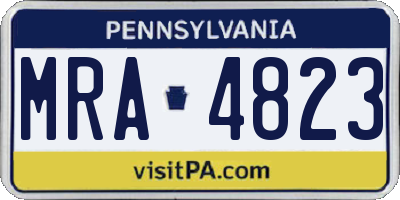 PA license plate MRA4823