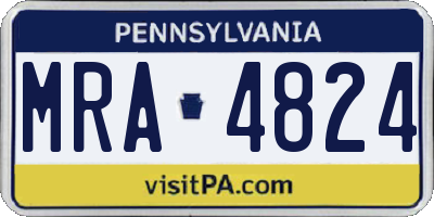 PA license plate MRA4824