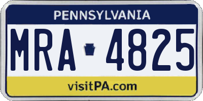 PA license plate MRA4825