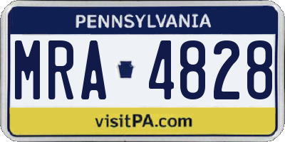 PA license plate MRA4828