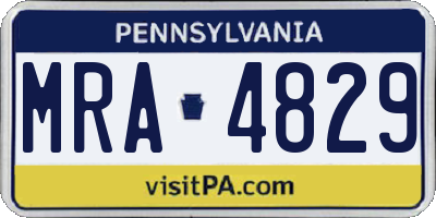 PA license plate MRA4829