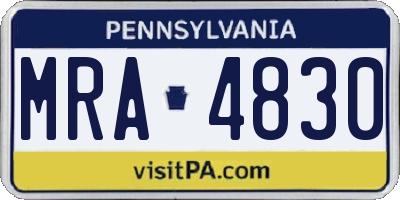 PA license plate MRA4830
