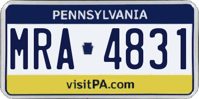 PA license plate MRA4831