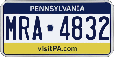 PA license plate MRA4832