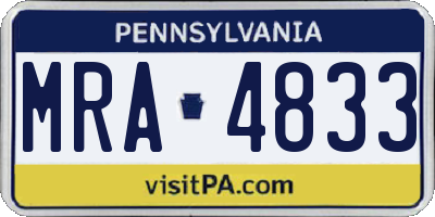 PA license plate MRA4833