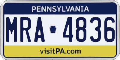 PA license plate MRA4836