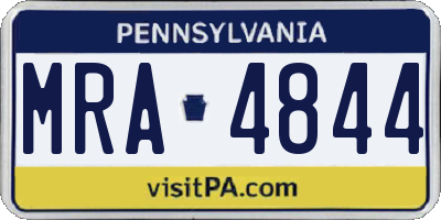 PA license plate MRA4844