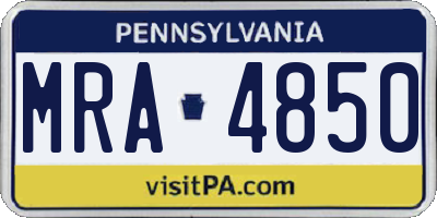 PA license plate MRA4850