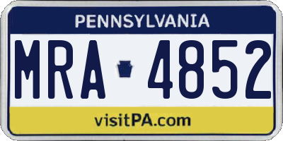PA license plate MRA4852