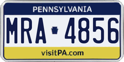 PA license plate MRA4856