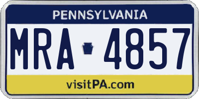 PA license plate MRA4857