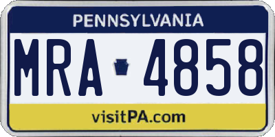 PA license plate MRA4858