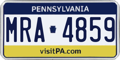 PA license plate MRA4859