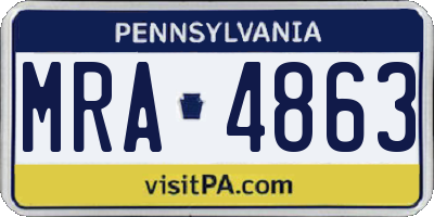 PA license plate MRA4863