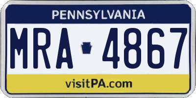 PA license plate MRA4867