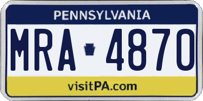 PA license plate MRA4870