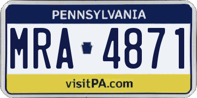 PA license plate MRA4871