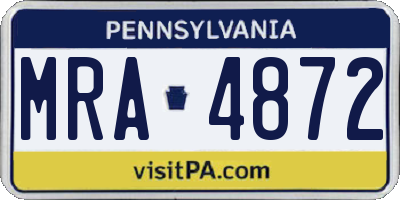 PA license plate MRA4872