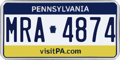 PA license plate MRA4874
