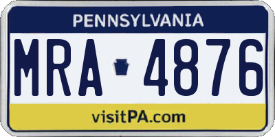 PA license plate MRA4876