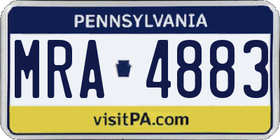 PA license plate MRA4883