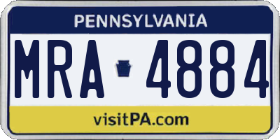 PA license plate MRA4884
