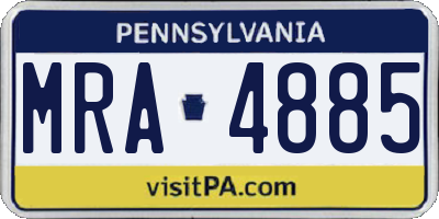 PA license plate MRA4885