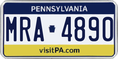 PA license plate MRA4890
