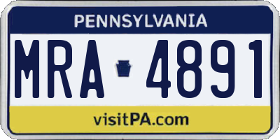 PA license plate MRA4891