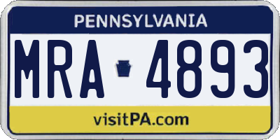 PA license plate MRA4893