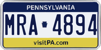 PA license plate MRA4894