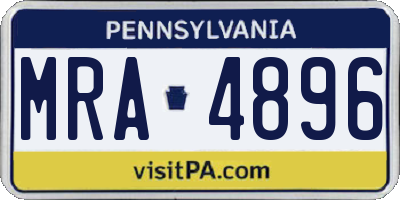 PA license plate MRA4896