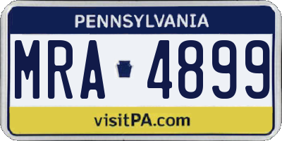 PA license plate MRA4899