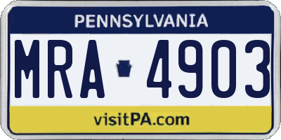 PA license plate MRA4903